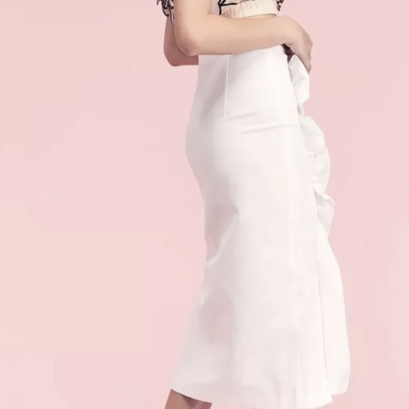 Alice McCall Mrs Robinson Pencil Ruffle Black Midi Skirt Sz0 Minimalist Luxury - Picture 3 of 7